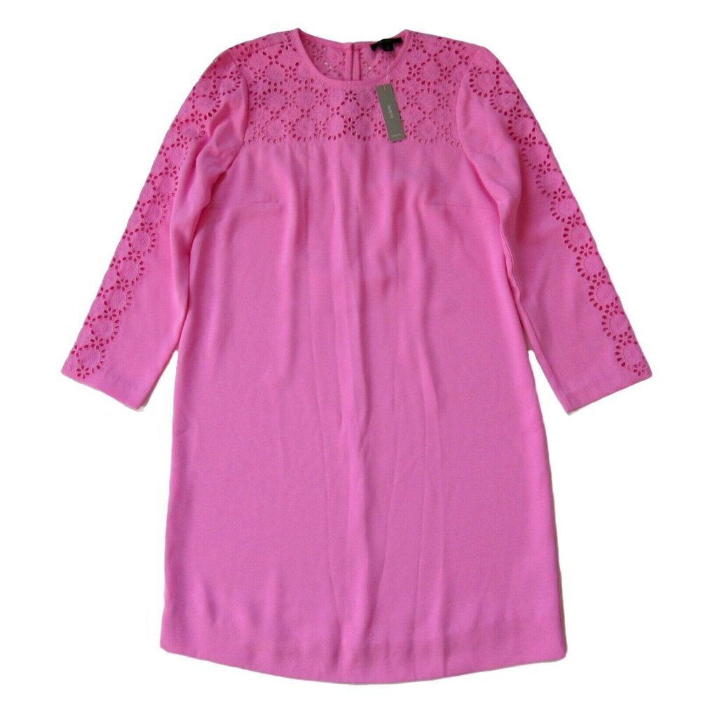 NWT J.Crew Laser-cut Eyelet Shift in Larkspur Pink 365 Crepe Dress 4